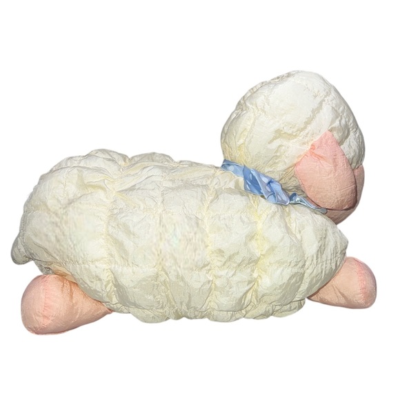 MOON BEAM KOREA LAMB SHEEP PUFFY PARACHUTE NYLON PLUSH BLUE POLKA DOT RIBBON - Picture 2 of 8